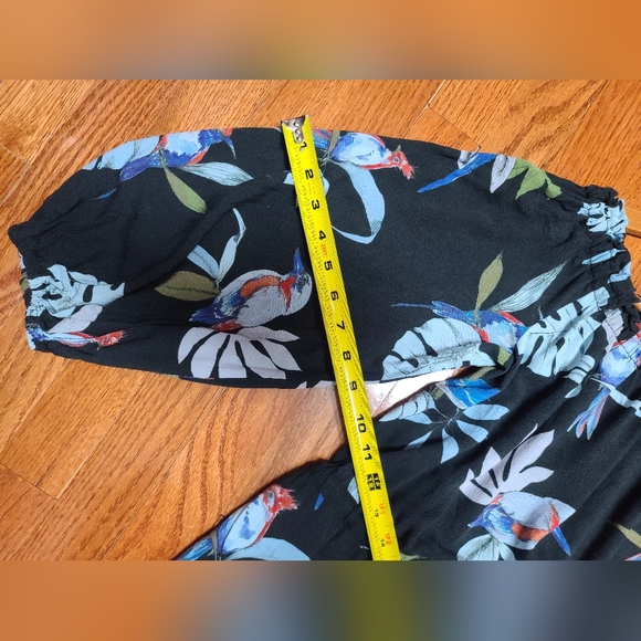 ANTHROPOLOGIE SAM & LAVI OFF THE SHOULDER BIRDS OF PARADISE CARDINALS DRESS XS - Picture 13 of 15